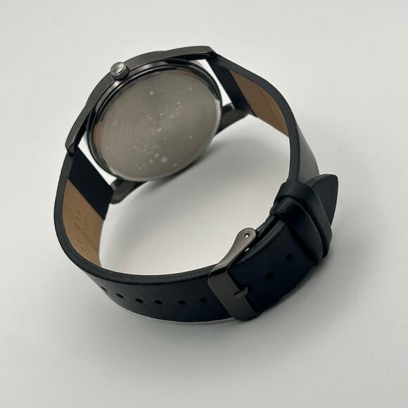 Men’s Minimalist Watch Blue Dial Black Leather St. Steel 42mm, Working - Picture 5 of 8